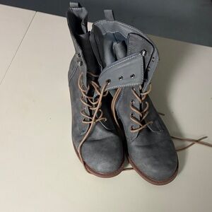 Gray Lace-Up Boots